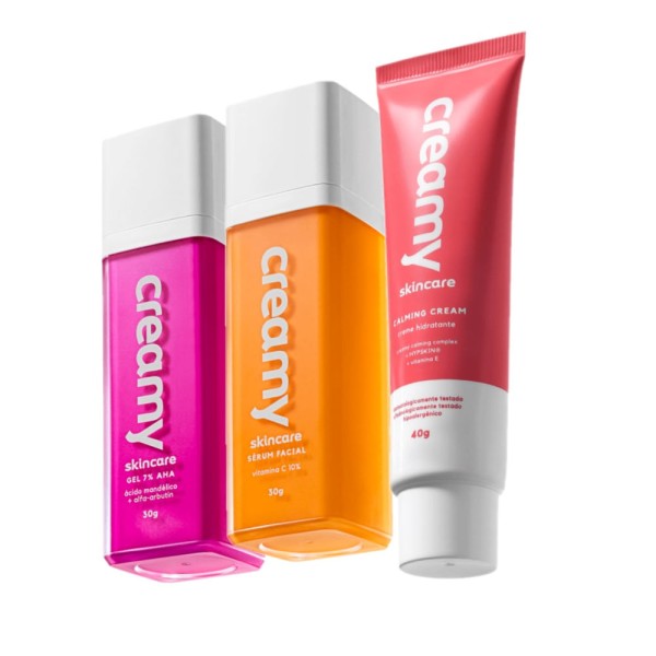 Kit Creamy Skincare Vitamina C Mandélico Hidratante Calming Cream (3 produtos)