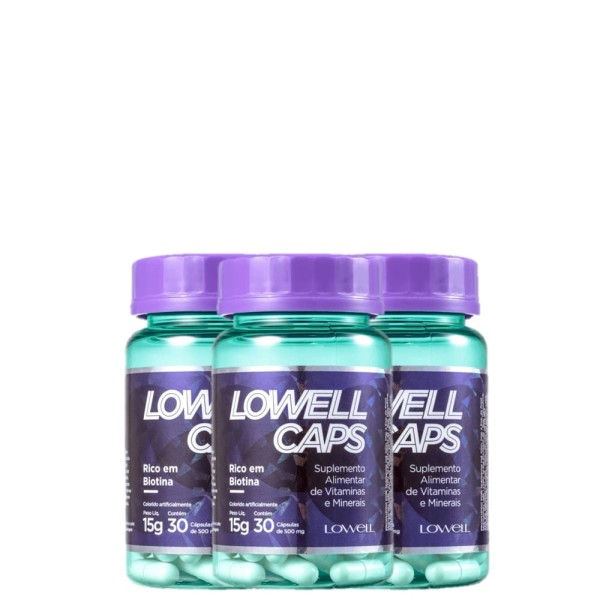 Encontraproduto.com.br - Kit Lowell Caps - Suplemento Alimentar 15g (3 Unidades)