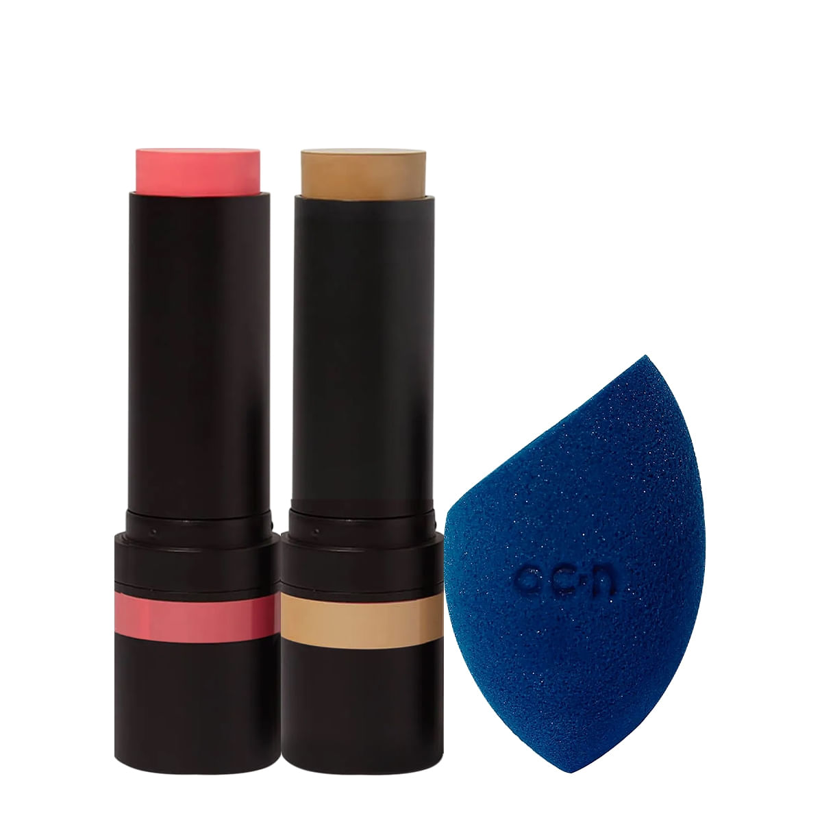 Encontraproduto.com.br - Kit Océane Edition Blush Cloudy Pink Stick Contorno Marrom Claro e Flat Blend Azul 3 Und