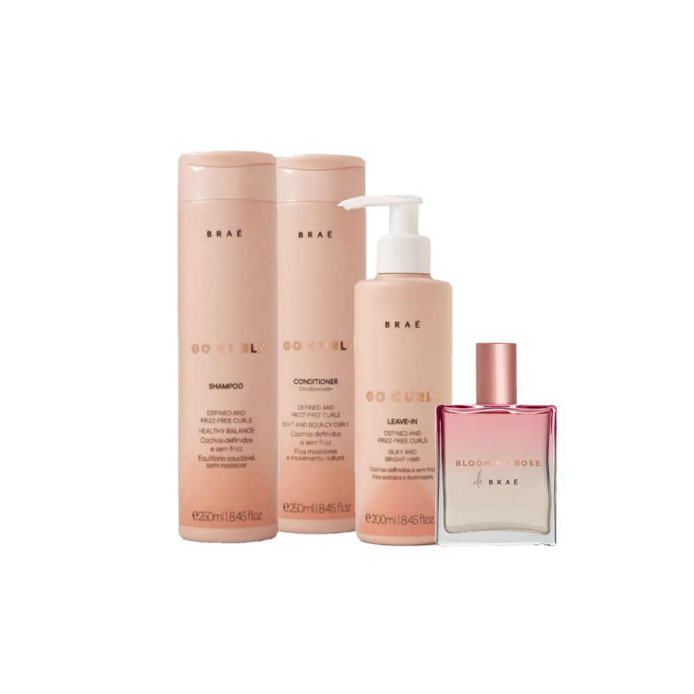 Kit Braé Go Curly Blooming Rose Leave-in (4 produtos)