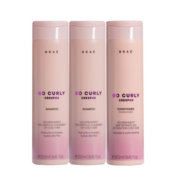 Kit Braé Go Curly Crespos Shampoo Extra e Condicionador (3 produtos)