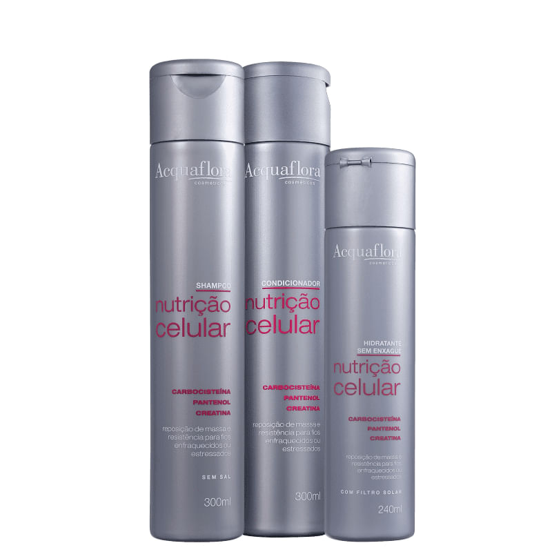 Acquaflora Nutrição Celular Shampoo+Condicionador 300ml+Hidrat. S/Enxague 240ml