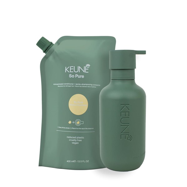 Encontraproduto.com.br - Kit Keune So Pure Restore Condicionador Refil e Dispenser Frasco (2 produtos)