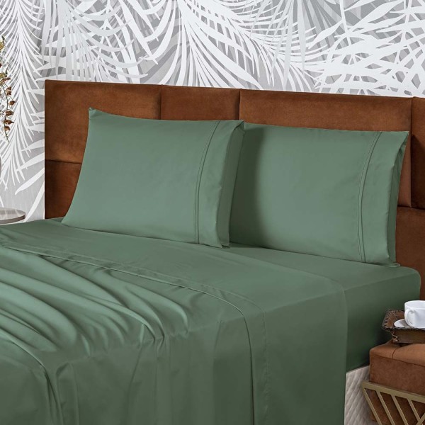 Encontraproduto.com.br - Jogo De Lençol Conforto King 4 Peças Micropercal 200 Fios C- Elástico - Verde Esmeralda