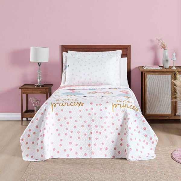 Encontraproduto.com.br - Kit Cobre Leito Colcha Carrosel Infantil Solteiro 2 Peças Microfibra Dupla Face - Princesa Princess