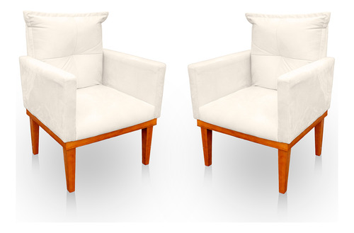 Encontraproduto.com.br - Kit 2 Poltrona Decorativa Duda Com Base De Madeira Para Sala e Quarto Suede Verde