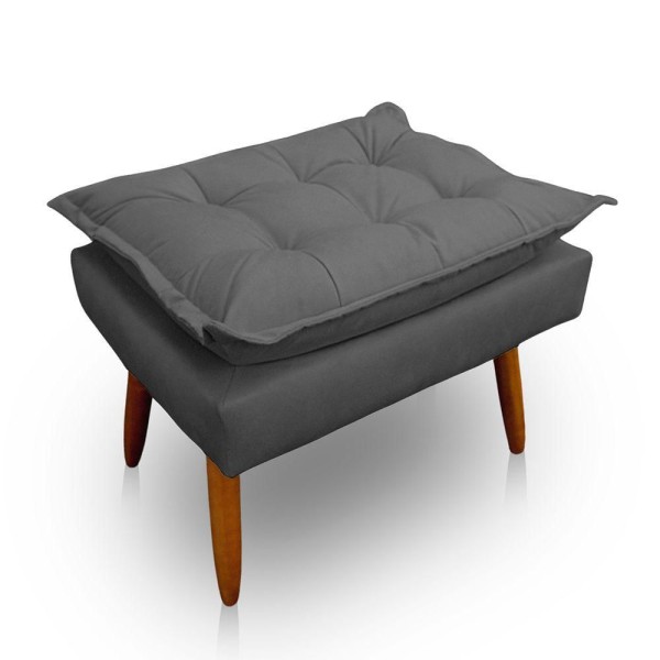 Encontraproduto.com.br - Poltrona Opala Com Puff Opala Para Sala e Quarto Suede Cinza