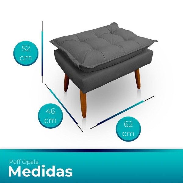 Encontraproduto.com.br - Poltrona Opala Com Puff Opala Para Sala e Quarto Suede Cinza