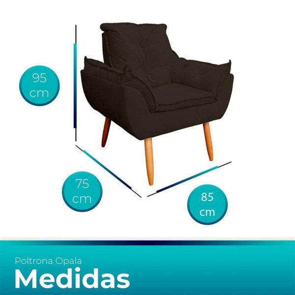 Encontraproduto.com.br - Kit 2 Poltrona Opala Com Puff Opala Para Sala e Quarto Suede Marrom