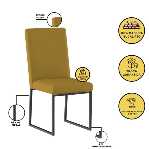 Encontraproduto.com.br - Cadeira Para Mesa Jantar Com Base De Ferro Preto - Balaqui Capuccino