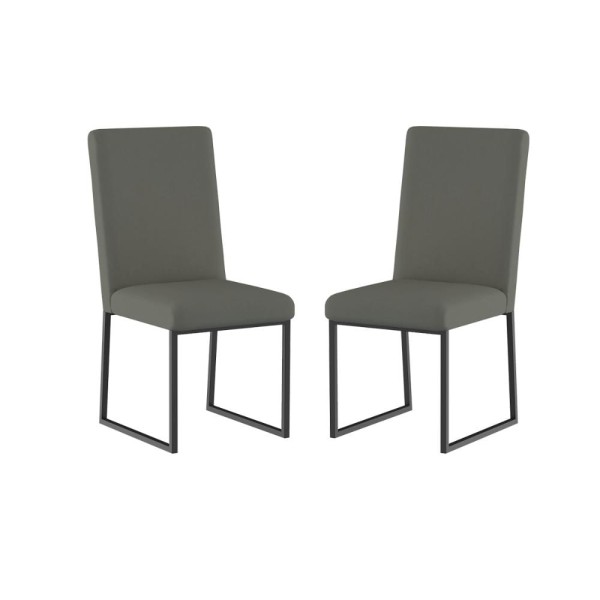 Encontraproduto.com.br - Kit 2 Cadeiras De Jantar Com Base De Ferro Preto Balaqui Cinza