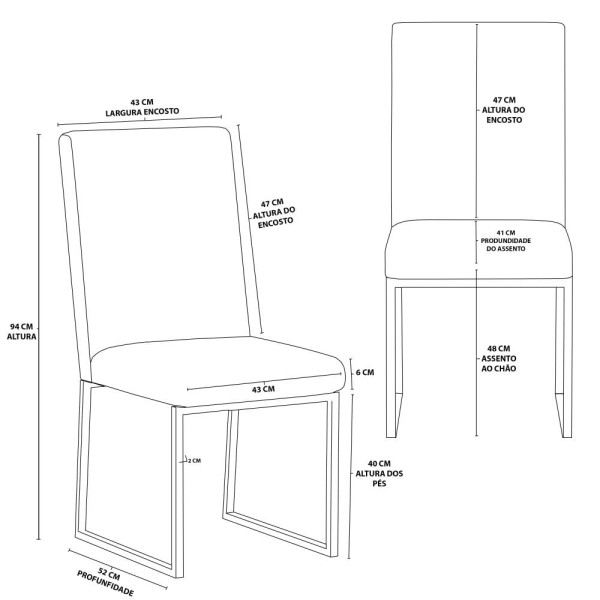 Encontraproduto.com.br - Kit 2 Cadeiras De Jantar Com Base De Ferro Preto Balaqui Cinza