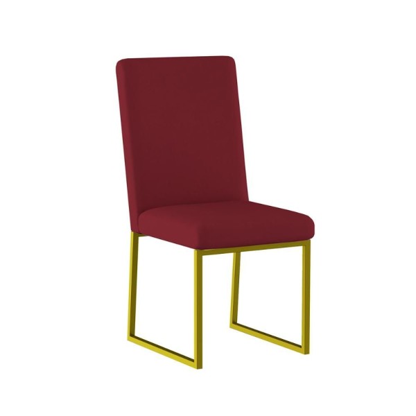 Encontraproduto.com.br - Cadeira De Jantar Com Base Ferro Dourado Luxo Balaqui Decor Cor:marsala Marsala