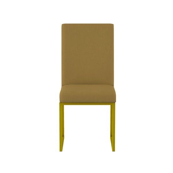 Encontraproduto.com.br - Cadeira Para Mesa Jantar Com Base De Ferro Dourado - Balaqui Capuccino