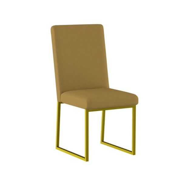 Encontraproduto.com.br - Cadeira Para Mesa Jantar Com Base De Ferro Dourado - Balaqui Capuccino