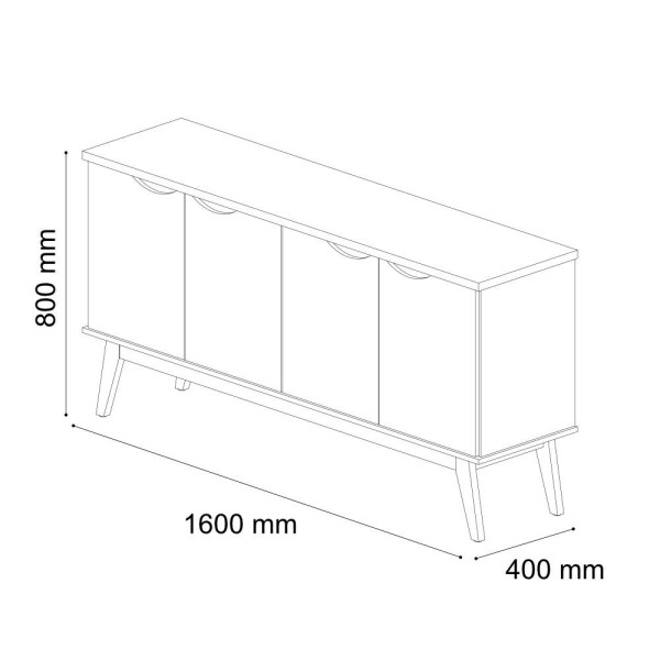 Encontraproduto.com.br - Buffet Prism 4 Portas Com Prateleiras Luxo Patrimar Móveis