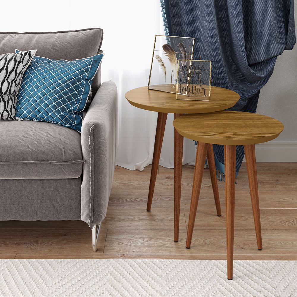 Encontraproduto.com.br - Conjunto De Mesa Lateral E Apoio Luna Retro Patrimar Moveis
