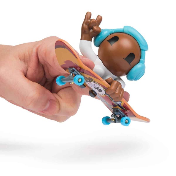 Encontraproduto.com.br - Skate De Dedo E Boneco Sk8 Crew (Fone Azul) 96Mm - Tech Deck