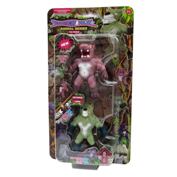 Encontraproduto.com.br - 2 Mini Bonecos Elásticos Potamus E Loco - Stretchapalz