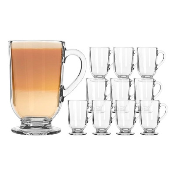Encontraproduto.com.br - Jogo 12 Canecas De Cappuccino Vidro Berlim Taça Café Transparente 325ml Em Casa Tem