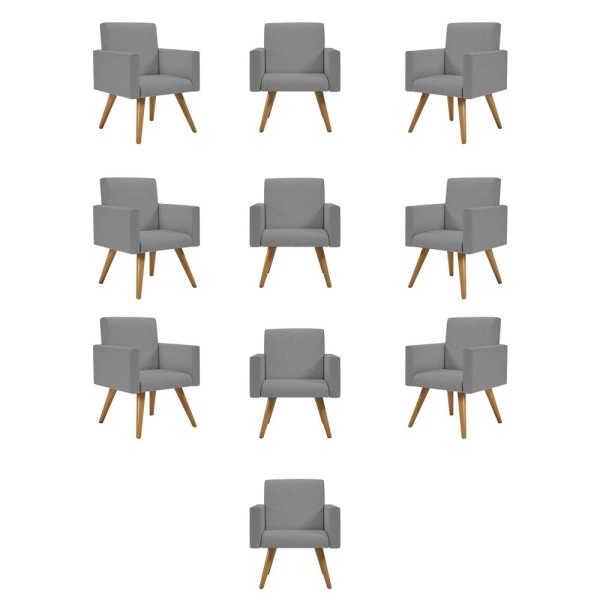 Kit 10 Poltronas Decorativa Recepção Oferta Balaqui Linho