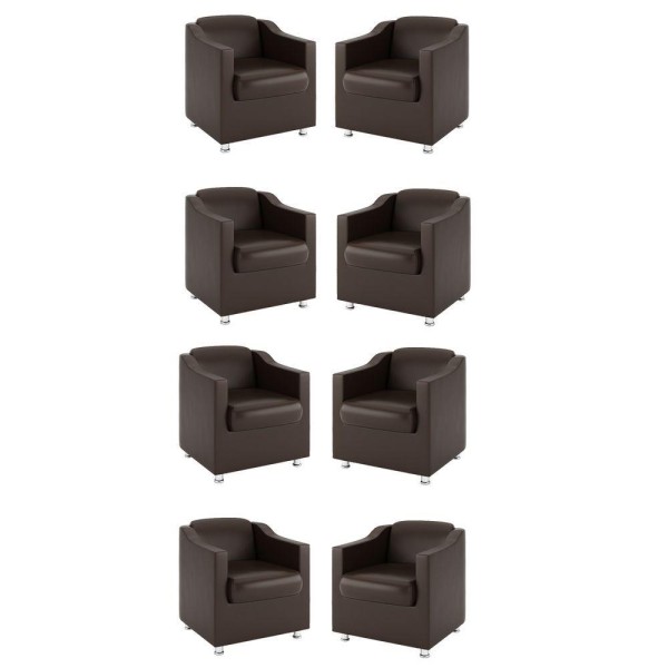 Kit 8 Poltronas Decorativas Recepção Sala Courino Marrom