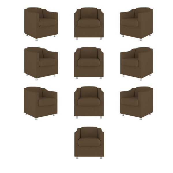 Encontraproduto.com.br - Kit 10 Poltronas Tilla Consultório Recepção Suede Balaqui Decor Cor:marrom