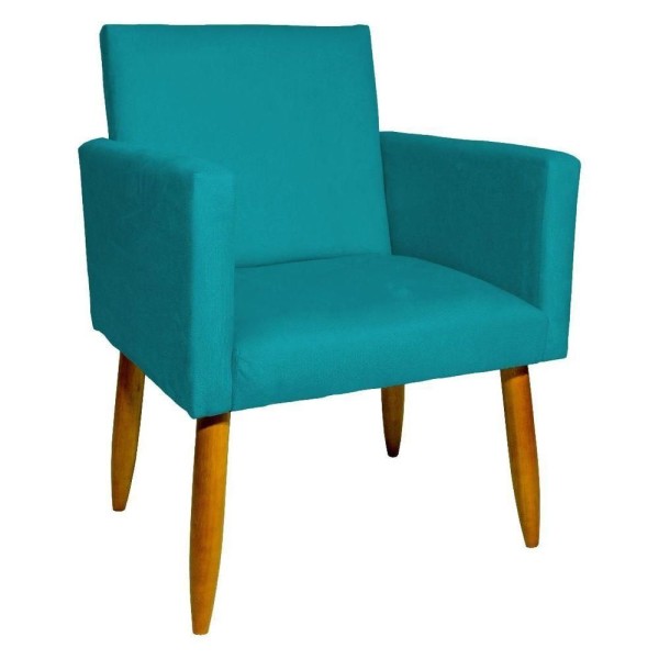 Encontraproduto.com.br - Poltrona Decorativa Nina Escritório Suede Azul Tiffany