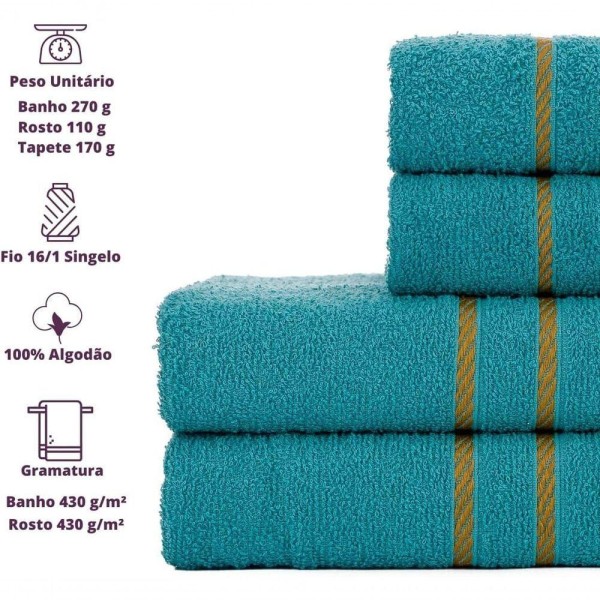 Encontraproduto.com.br - Jogo De Toalha 2 Banho + 2 Rosto Montreal 100% Algodão Alta Absorção - Verde Claro