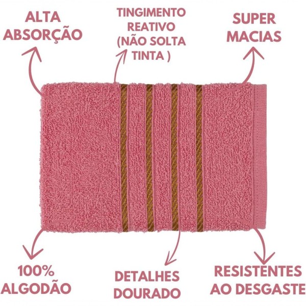 Encontraproduto.com.br - Jogo De Toalha 2 Banho + 2 Rosto Montreal 100% Algodão Alta Absorção - Rosê