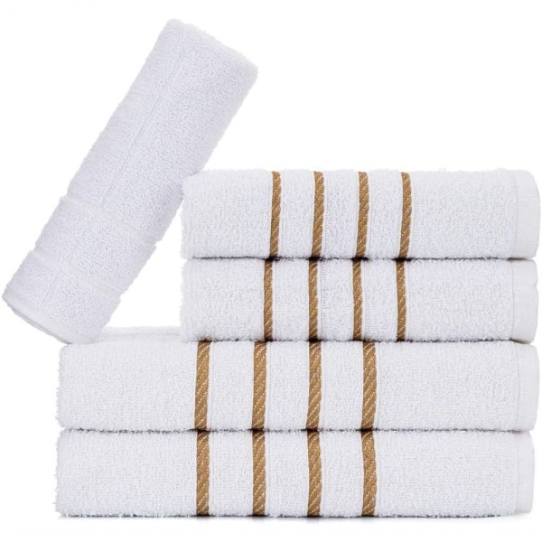 Jogo 5pçs 2 Banho + 2 Rosto + 1 Tapete P-banheiro 100% Algodão Alta Absorção - Branco