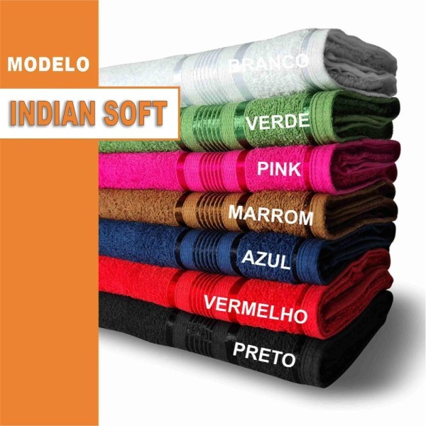 Encontraproduto.com.br - 8 Toalhas Super Gigante Grossa 80x180 Indian Soft Beka - Branco/rosa Branco/rosa