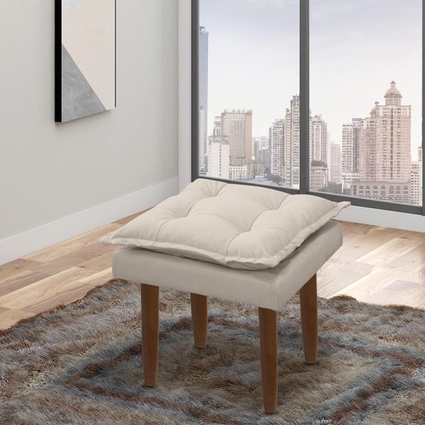 Encontraproduto.com.br - Puff Opala Retangular Sala E Quarto Bellamado Cor:bege