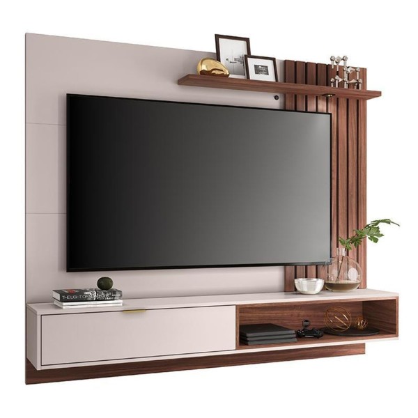 Home Suspenso Tocantins 1.8 Para Tv Até 65 Off White Nogueira Real - Pr Móveis Off White Nogueira Real