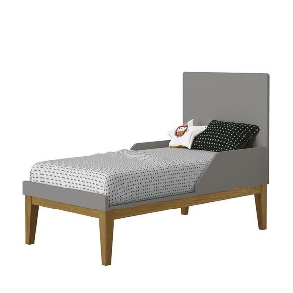 Encontraproduto.com.br - Jogo De Quarto Infantil Guarda Roupa 2 Portas E Berço Classic Cinza Fosco Com Pés Amadeirado Reller Móveis Cinza Fosco