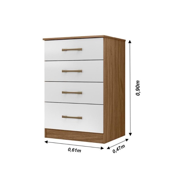 Encontraproduto.com.br - Kit Guarda Roupa Casal Com Espelho Ms 912 + Cômoda Ms 913 Moval - Naturale / Branco