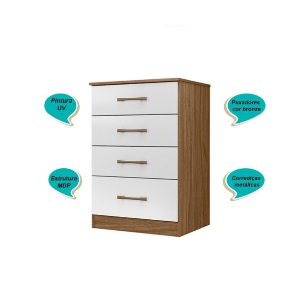 Encontraproduto.com.br - Kit Guarda Roupa Casal Com Espelho Ms 912 + Cômoda Ms 913 Moval - Naturale / Branco