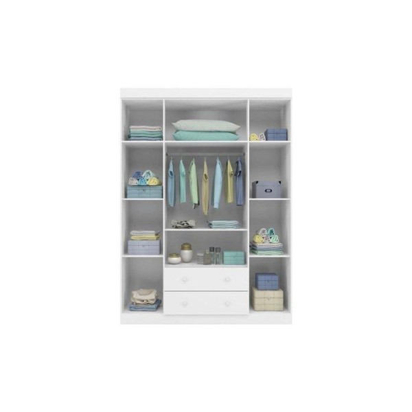 Encontraproduto.com.br - Quarto Infantil Berço Doce Sonho Com Cômoda E Guarda Roupa Infantil Elisa Cor Branco - Phoenix