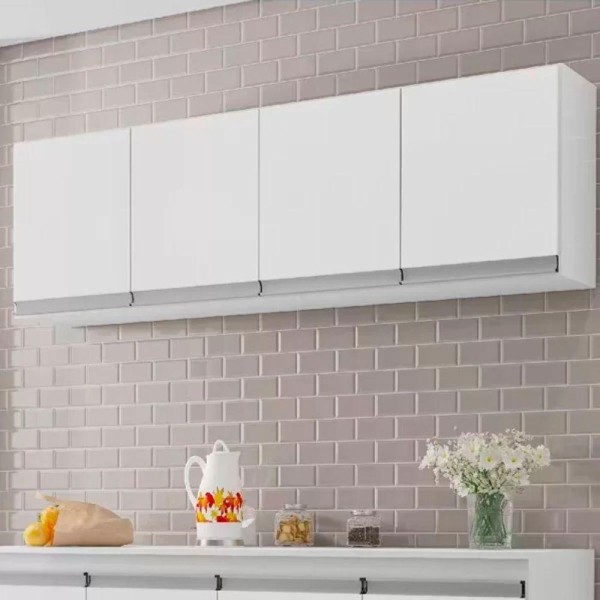Encontraproduto.com.br - Armário Aereo 150cm 4 Portas Lavanderia Andreia Branco Ajl