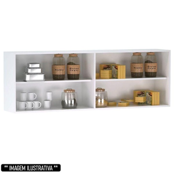 Encontraproduto.com.br - Armário Aereo 150cm 4 Portas Lavanderia Andreia Branco Ajl