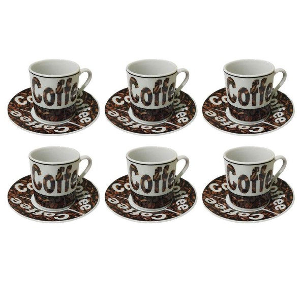 Encontraproduto.com.br - Xicara De Cafe Com Pires Kit 12 Peças Porcelana Cha Cafe Da Manha Lanche Cozinha Pousada Hotel