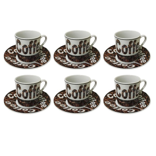 Encontraproduto.com.br - Xicara De Cafe Com Pires Kit 12 Peças Porcelana Cha Cafe Da Manha Lanche Cozinha Pousada Hotel