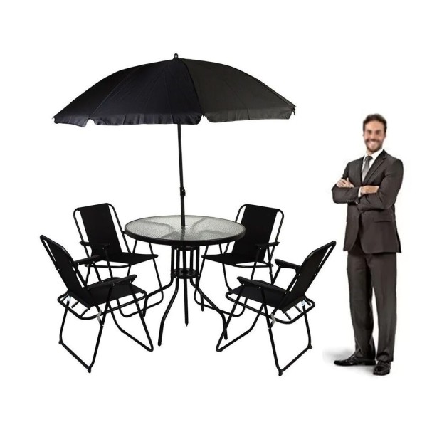 Encontraproduto.com.br - Conjunto Mesa Cadeira Ombrelone Articulável
