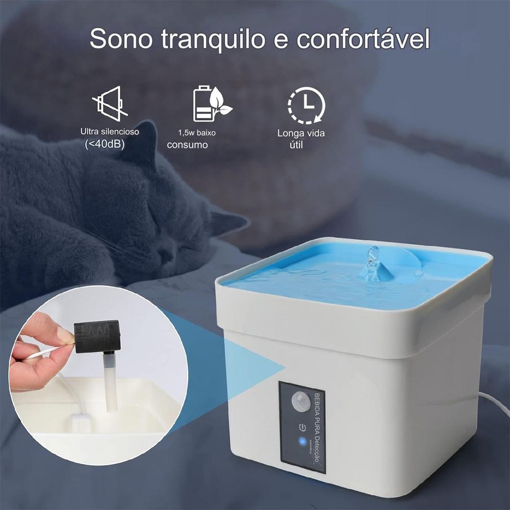 Encontraproduto.com.br - Bebedouro Fonte Agua Sensor 1,5l Pet Gato Cachorro Filtro
