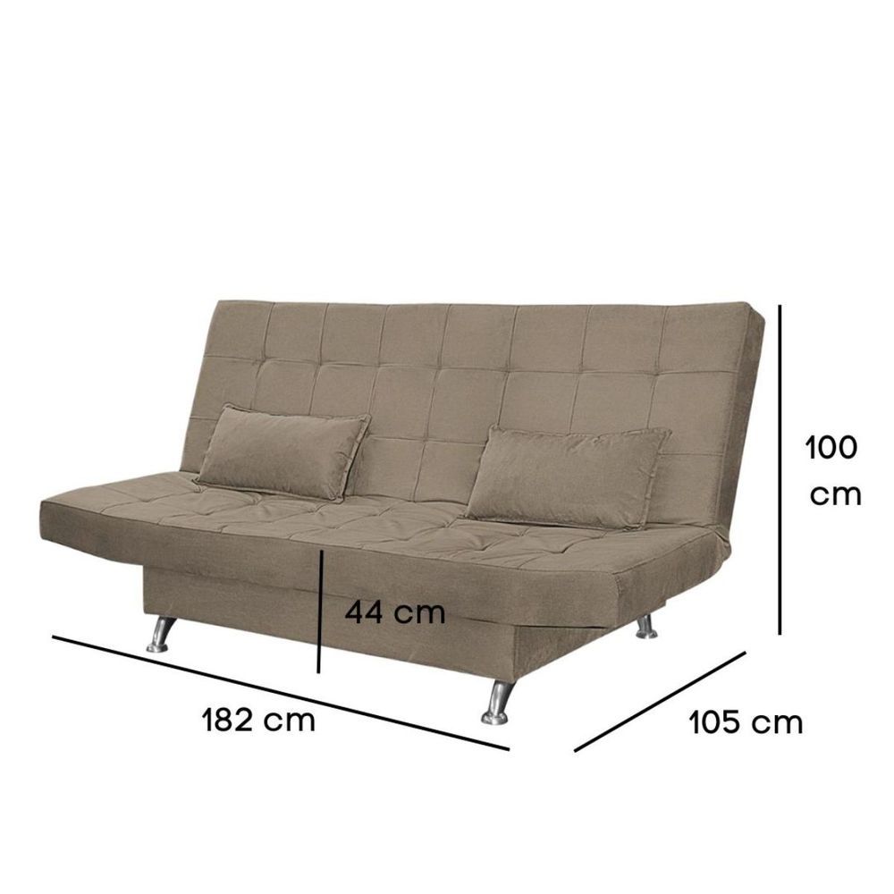 Encontraproduto.com.br - Sofá Cama Casal Com Almofadas Gabriella Suede Cappuccino