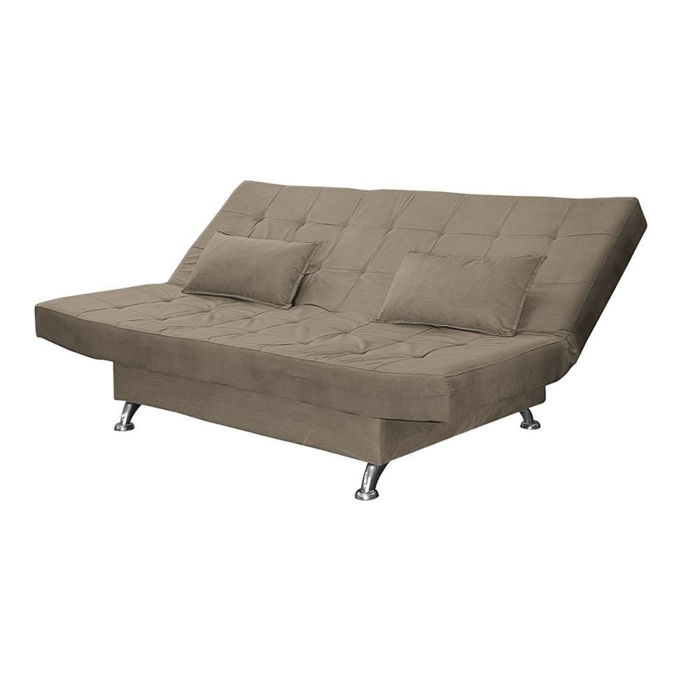 Encontraproduto.com.br - Sofá Cama Casal Com Almofadas Gabriella Suede Cappuccino