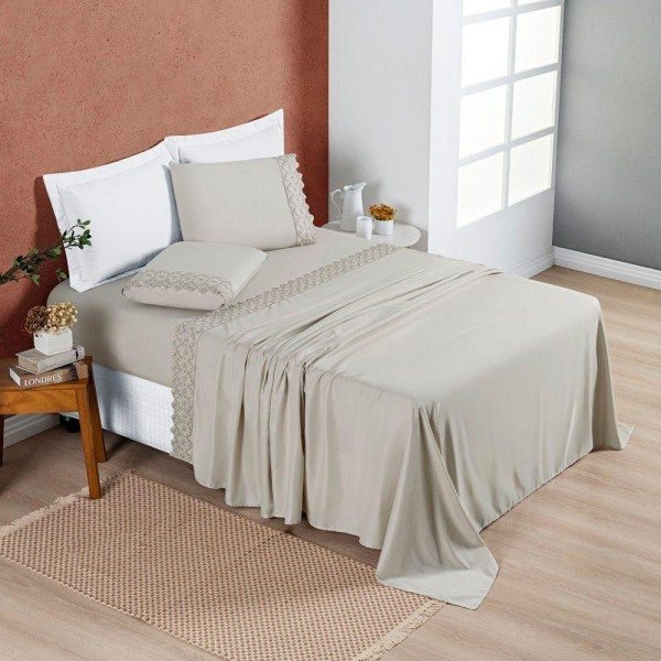 Encontraproduto.com.br - Jogo Cama King Cherry Bordado Inglês 4 Pçs Amend