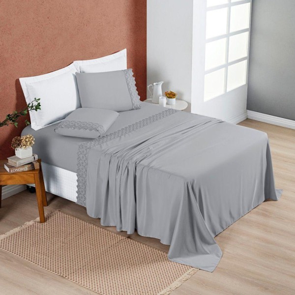 Encontraproduto.com.br - Jogo Cama King Cherry Bordado Inglês 4 Pçs Graf