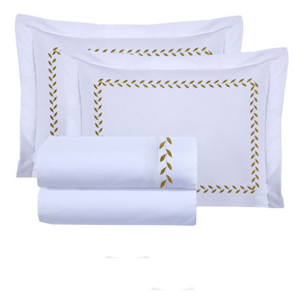 Encontraproduto.com.br - Jogo Lençol Algodão Marie King Bordado 4 Pçs Branco