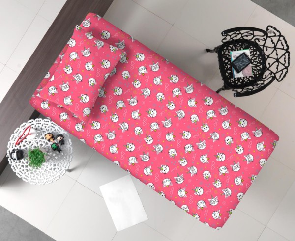 Encontraproduto.com.br - Jogo de Cama Infantil Estampado Solteiro 2 peças - Kids - Gatocórnio Pink